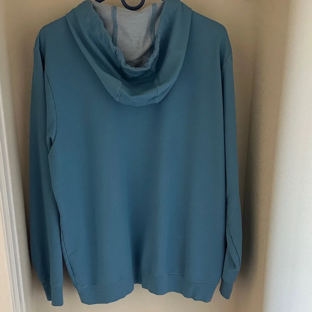 Travis Mathew Teal Pullover Hoodie with Golf Cart Graphic - Picture 3 of 3